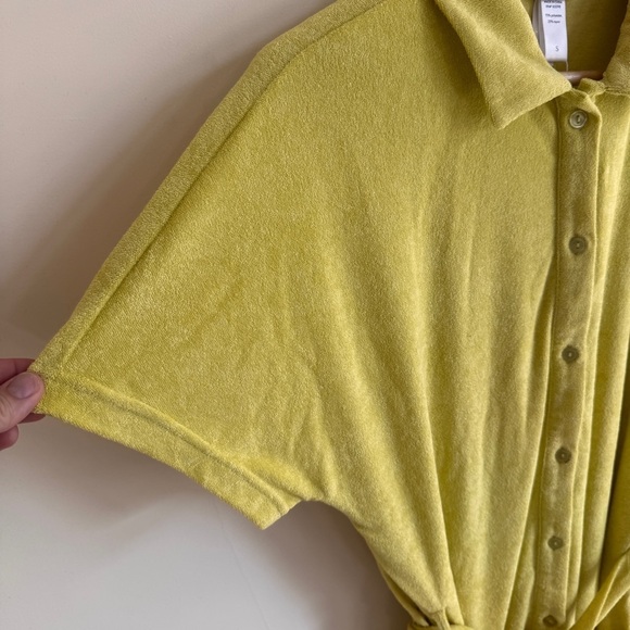 Andie Swim Yellow Short Sleeve Collar Button Up Shorts Romper Womens Size S - Picture 5 of 16